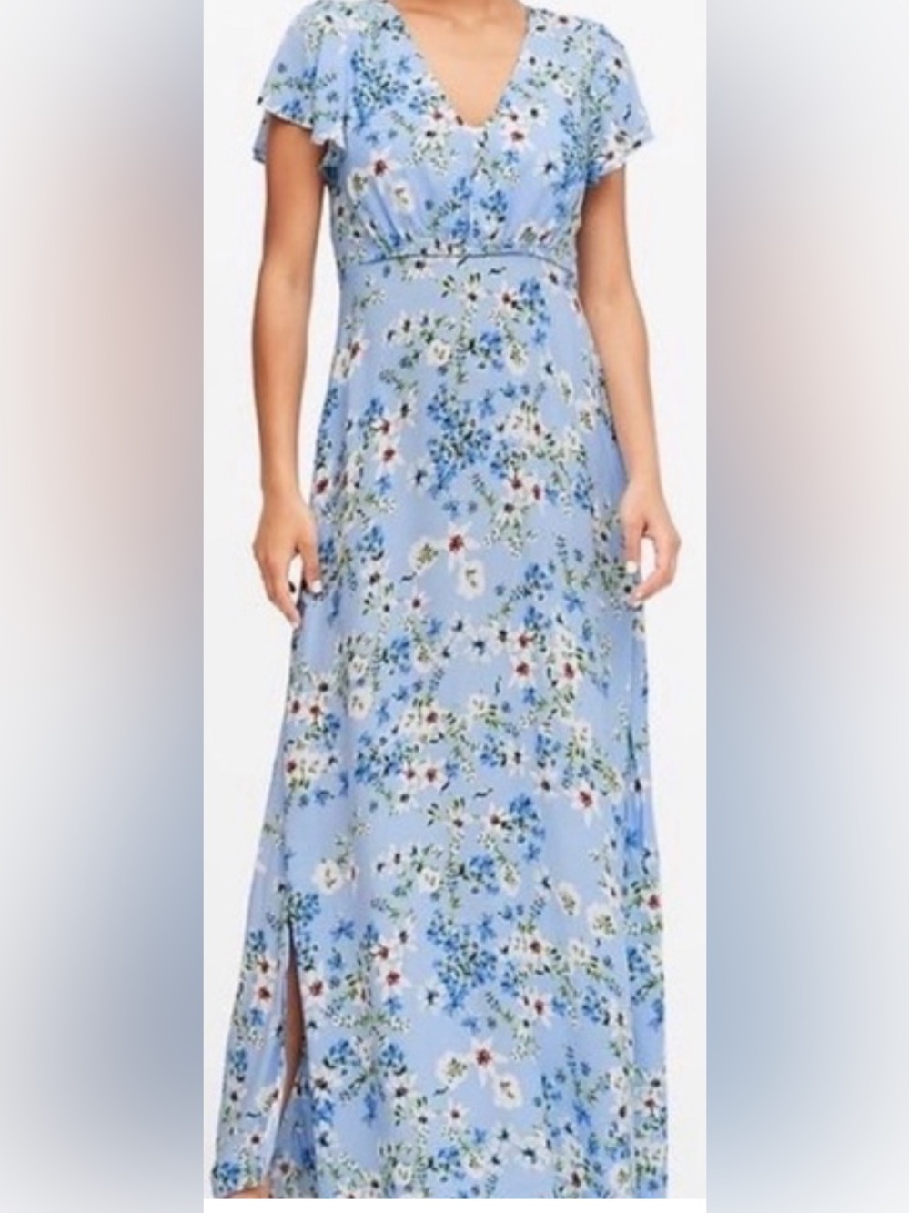 Banana Republic Light Blue Floral Wrap Maxi Dress